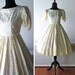 1950s Dress // Cream Brocade Tea Length 1950s Wedding Dress // 1950s Party Dress.