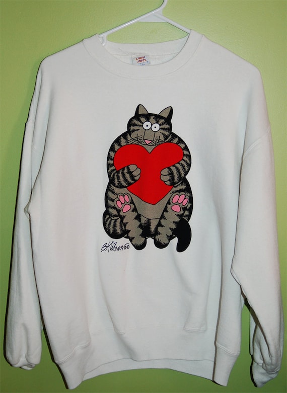 Items Similar To Vintage B. Kliban Cat Holding A Heart Sweater By Crazy ...