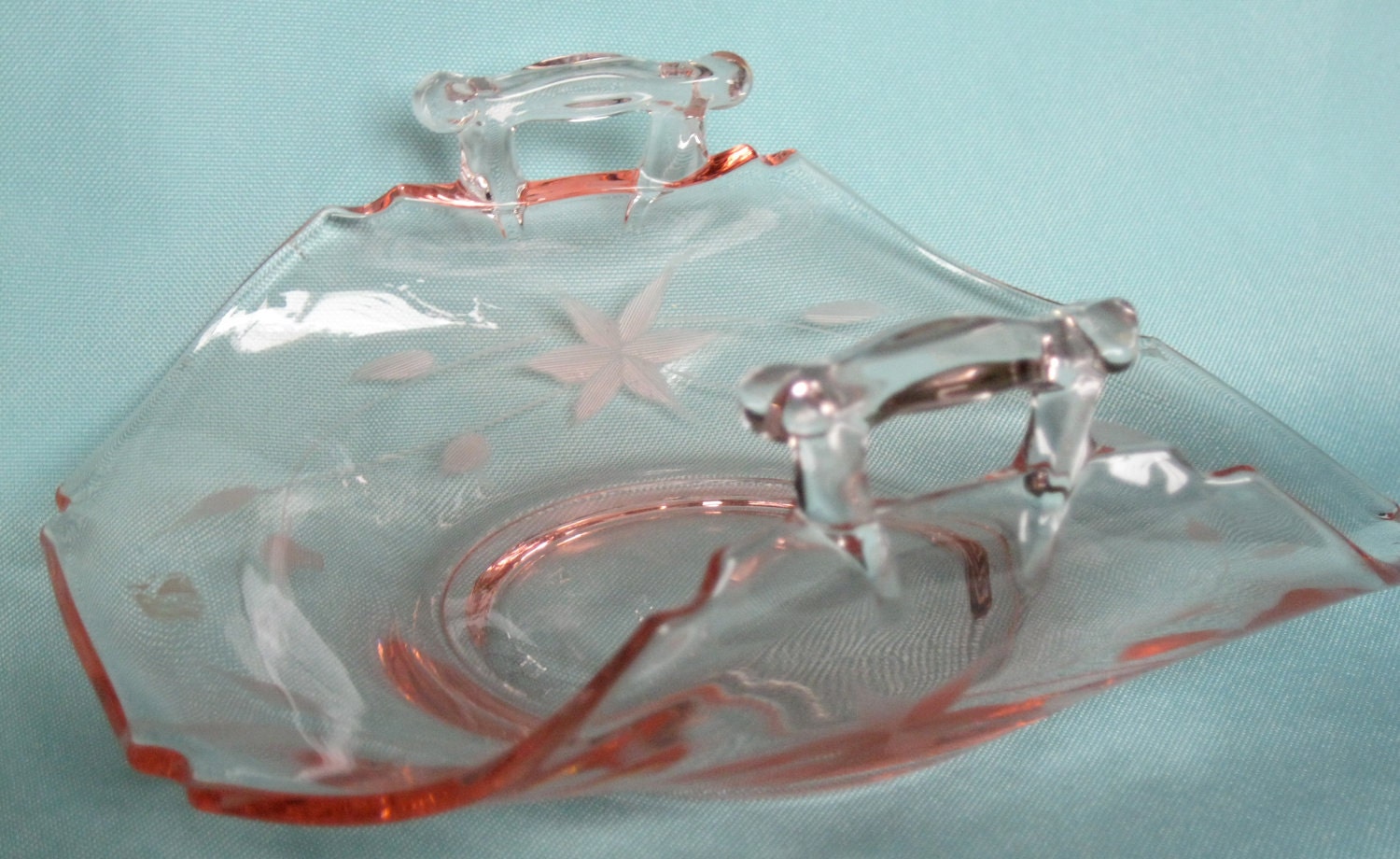 Pink Depression Glass Etched Napkin Holder