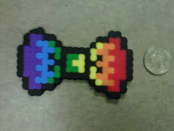 8-Bit Rainbow Multi-Colored Ribbon Hair Clip 8-Bit Art by brakbudy