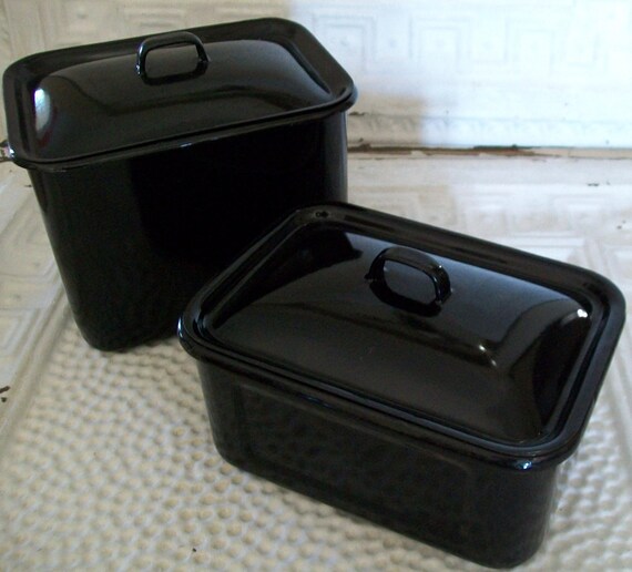 Items similar to VINTAGE METAL CONTAINERS2 Classic Black Vintage