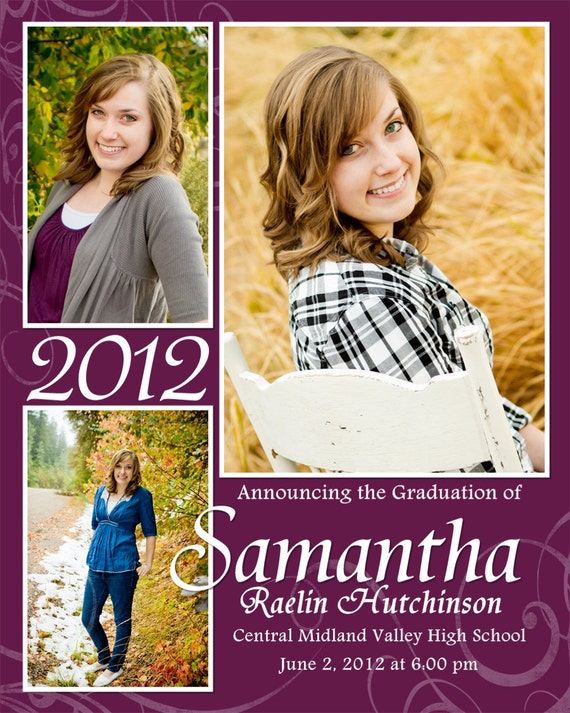 Graduation Announcements Multiple Photo and Background Options