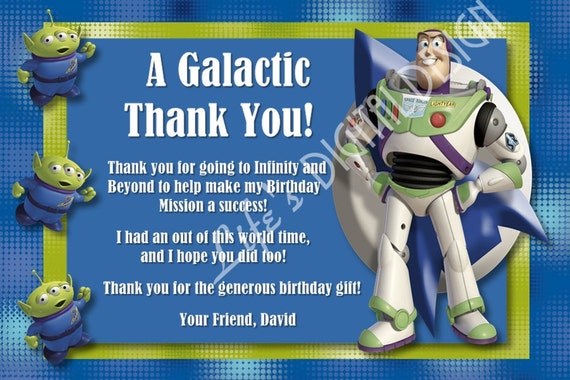 Buzz Lightyear Toy Story Thank You Card Photo Option