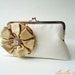 Bridal Clutch / Purse / Wedding - Off White / Ivory Clutch and Detachable flower brooch with Free Detachable Chain