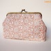 Vintage inspired - White Lace Wedding Clutch Purse covered on Dusty Pink Silk
