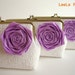Personalize your Bridesmaid Gifts with Set of 3 Lace Clutches and Purple Lavender Silk Rose Flower brooches - 5% off included