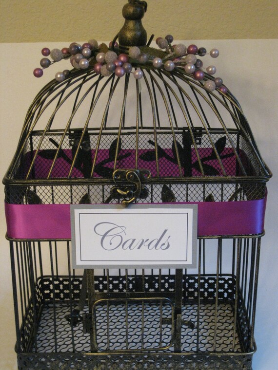 SALE Beautiful VINTAGE bird cage card holder or by KraftyCounsel