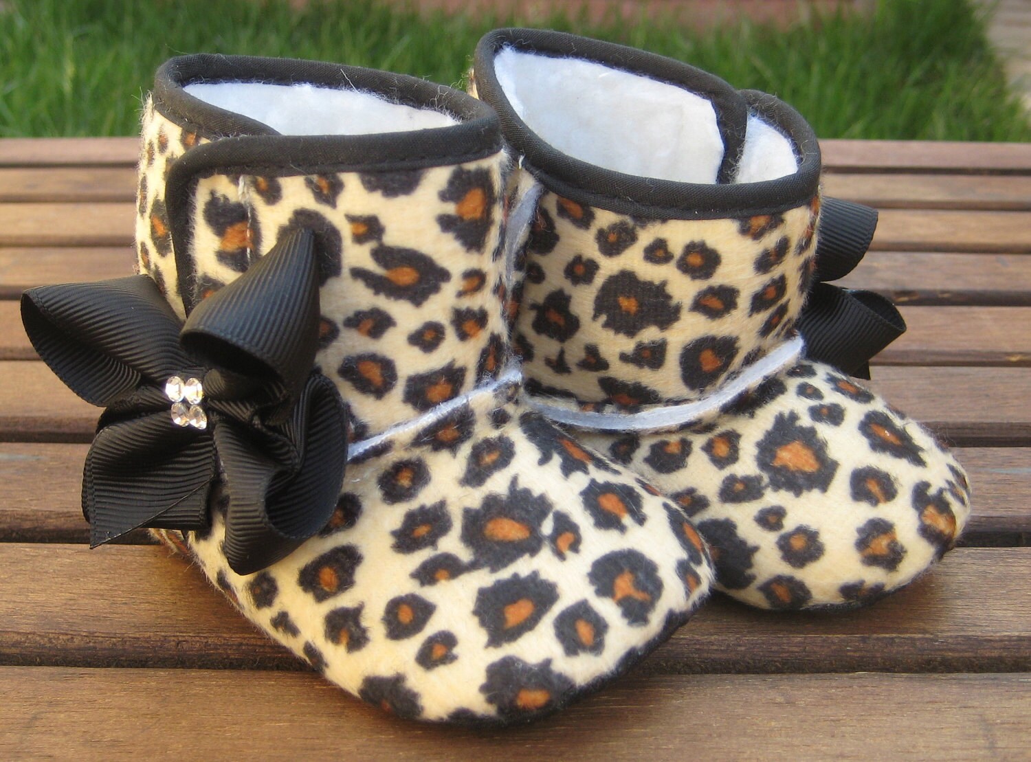 Little Diva's Cheetah Crib BOOTS With SWAROVSKI Crystals