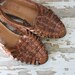 Women's Vintage 1980's Caramel Leather Huaraches Sandals Size 9.5 Made in Brazil