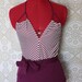 Vintage 1970's 80's Purple and Cream Chevron Stripe Pinup Bathing Suit Swimsuit Small