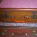 Fabric Covered Antique Suitcase - Vintage Upcycled Luggage