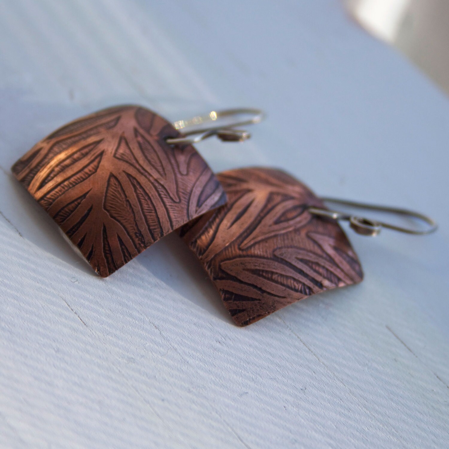 Etched Copper Earrings