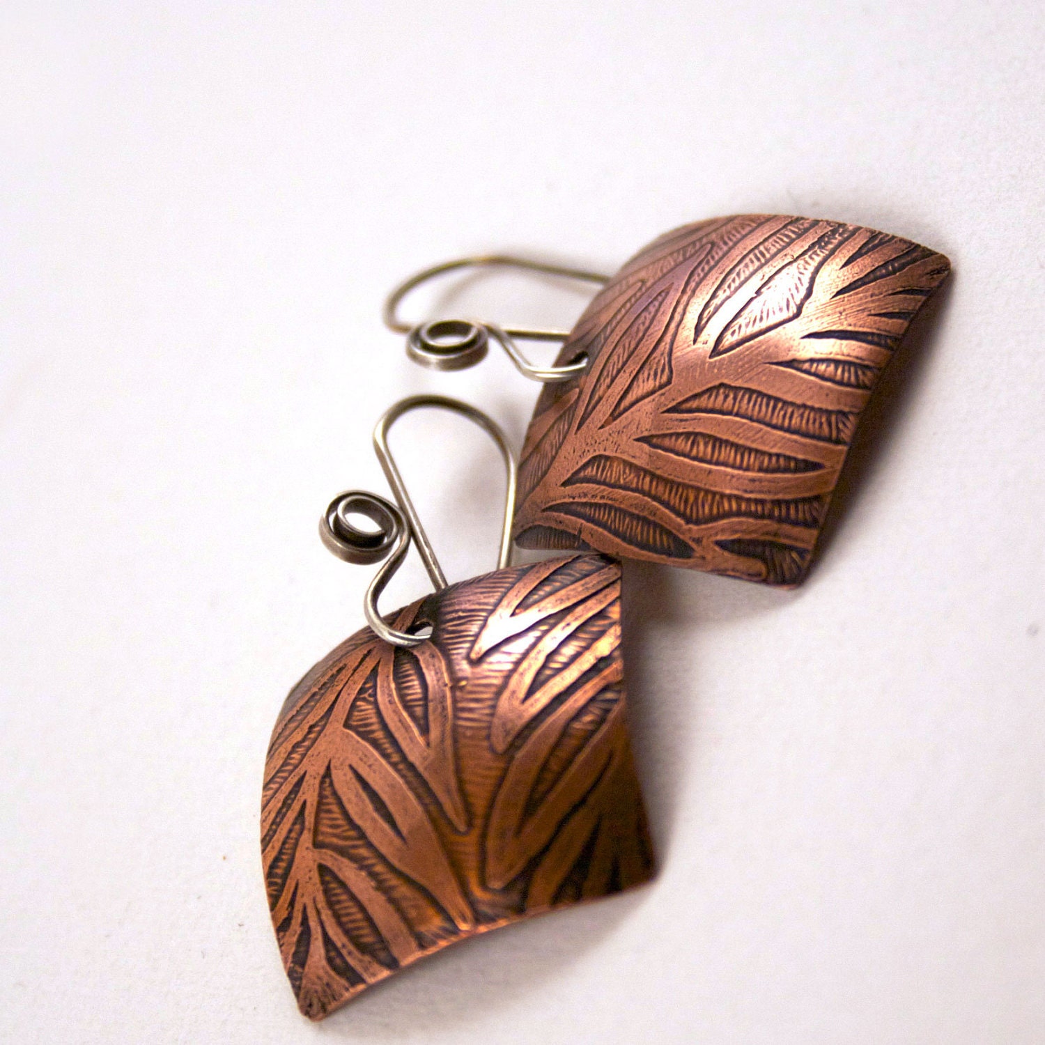 Etched Copper Earrings