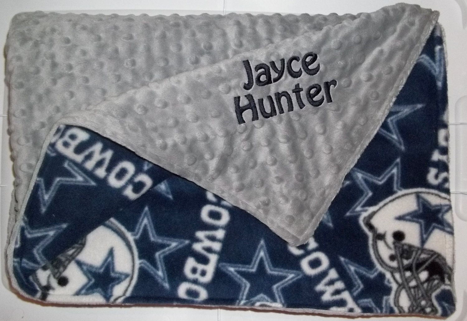 Dallas Cowboys blanket with one two name by Lisahandycreations