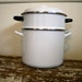 Enamelware Kitchen Cookware Enamel Pot White Enamelware Kitchen Steamer Dutch Oven Large Pot Vintage Cookware