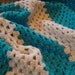 Afghan Blanket Vintage Crocheted Throw Blanket Turquoise Bedding