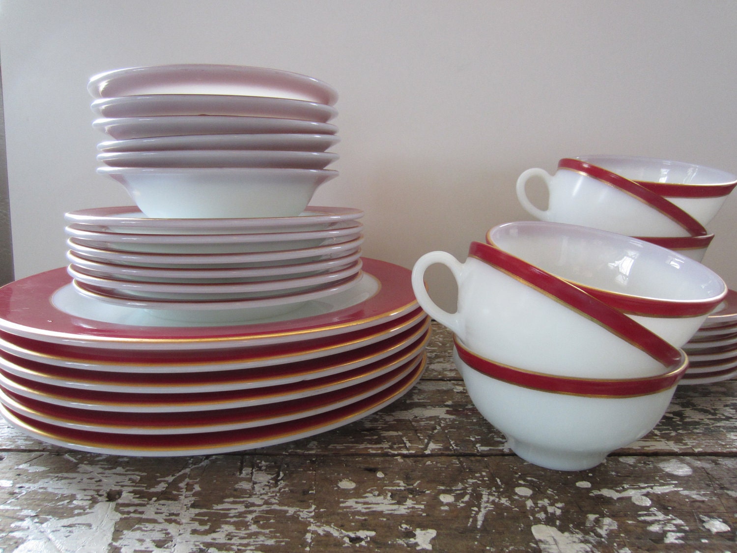 Maroon Pyrex Plates Gold Trimmed Pyrex Dishes Bowls Plates 30