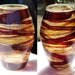 Hand-Blown Glass Earthy Brown and Ruby Basket Vase