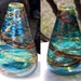 Hand-Blown Glass Blue Cone Vase with Gold and Ruby Wraps
