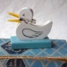 Vintage Duck recipe holder, yellow clothespin bill
