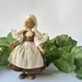 Polish Wooden Doll with blonde braids and striped apron