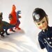 British Bobby Doll, celluloid constable sleepy eye with helmet, Wot's all this, then