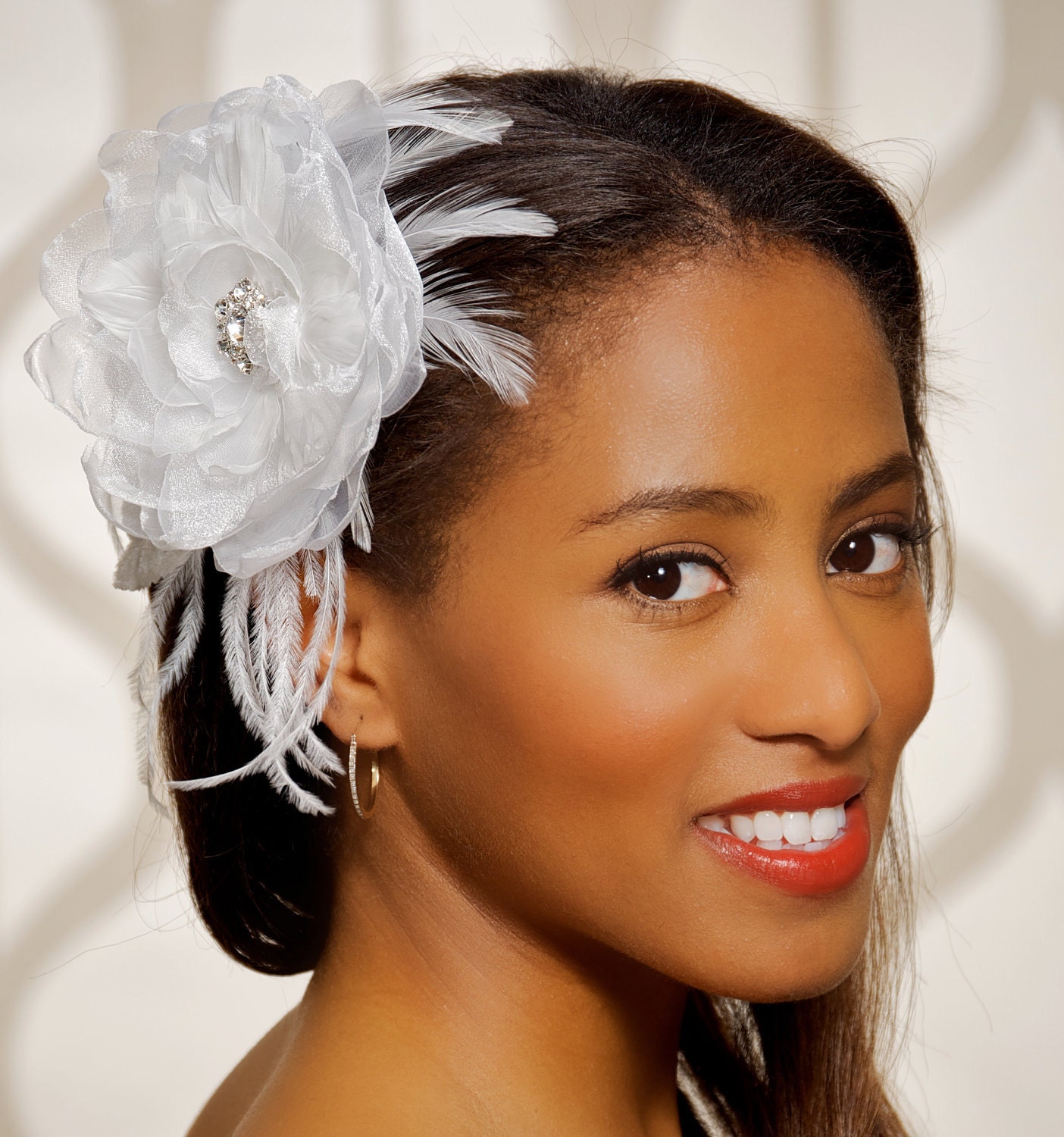 Super Cute Wedding Hairstyles With White Flower Headpiece ...