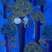 Original fine art Children illustration. "Bear in a tree at night"