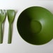 Olives and Pepperoncini to the Salad Pronto Retro Avocado Green Salad Serving Bowl with Pair of Servers