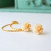 Peach Blooming Rose Double Gold Chain Ear Cuff (Pair)