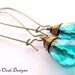 Peacock Teal Swarovski Crystal Earrings on Long Antiqued Bronze Wires -- Natural Elements Jewelry Collection