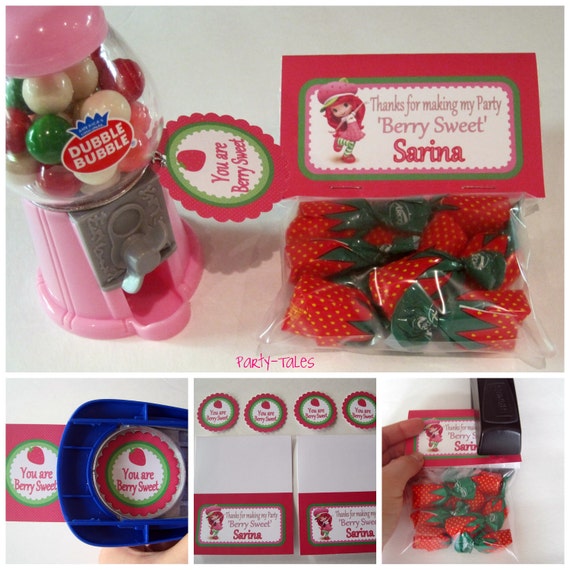Strawberry Shortcake Birthday Girl Party Printable THANK YOU favor tags Personalized by PartyTales Il_570xn
