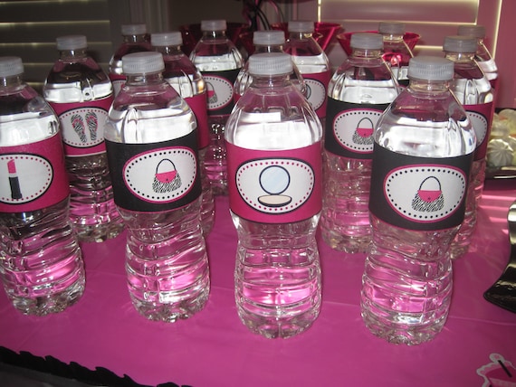 DIVA Hot Pink Zebra Spa Printable birthday party Water bottle labels Il_570xn