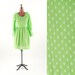 Vintage 1970s Lime-aid Polka Dot Renaissance Mini Dress S