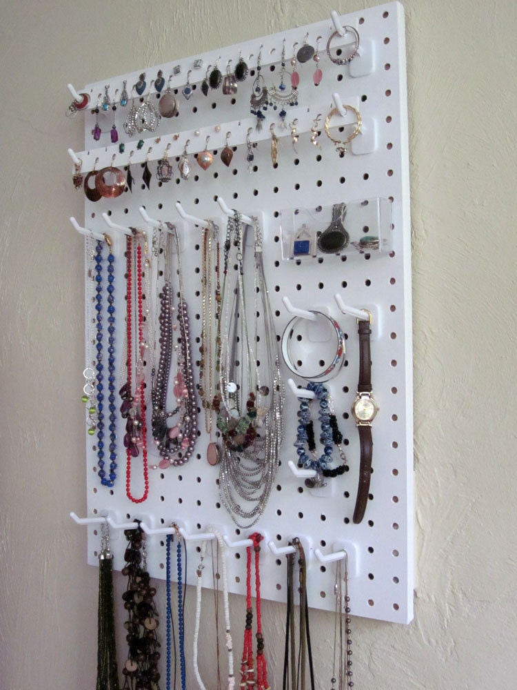 Wall Hanging Jewelry Organizer White for necklaces