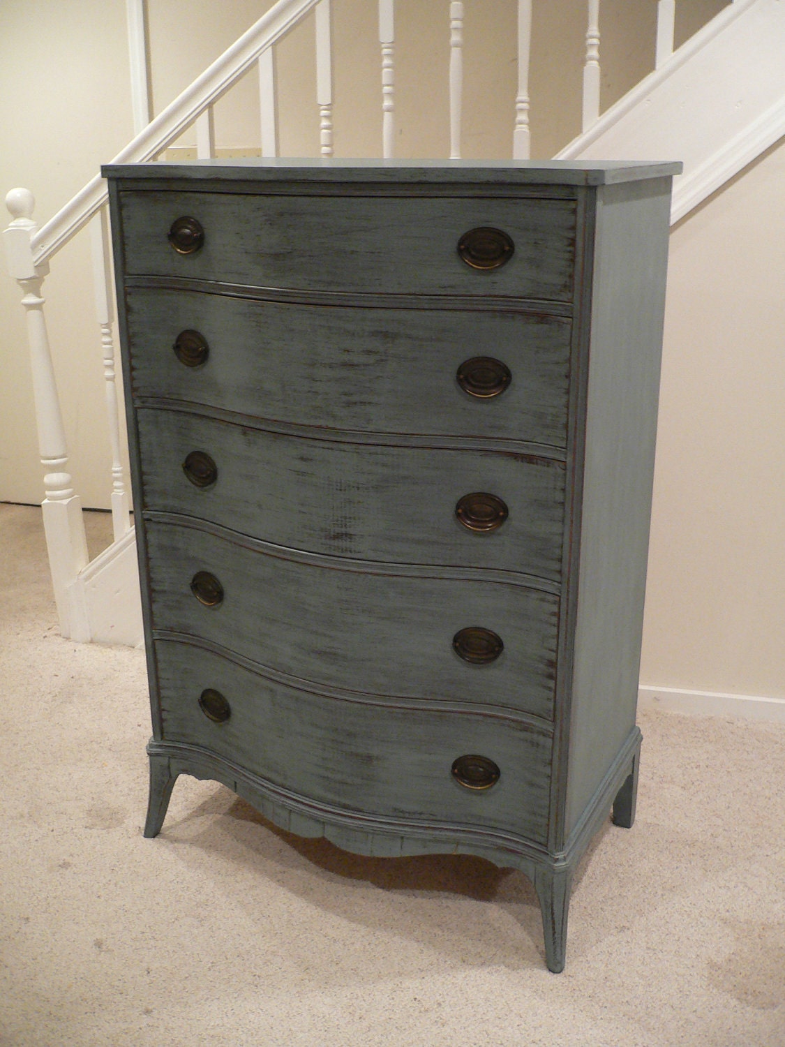 Chic and Shabby Blue Grey Tall Dresser