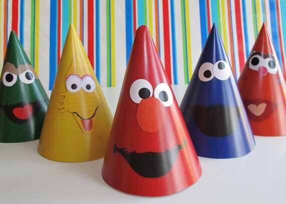 Sesame Street Character Party Hats by 11cupcakes on Etsy