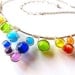 Wire Wrapped Necklace - Rainbow Cats Eye Beads Silver Wire and Adjustable Matching Chain