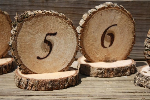 Items similar to Rustic Tree Slice Wedding Table Numbers
