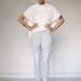 SALE % Light grey faux leather baggy leggings size S