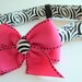 Black and White Abstract Dog Collar with Hot Pink bow size Extra Large