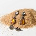 Amber Moonstone and Garnet Silver Earrings - Signed NEZ - Vintage