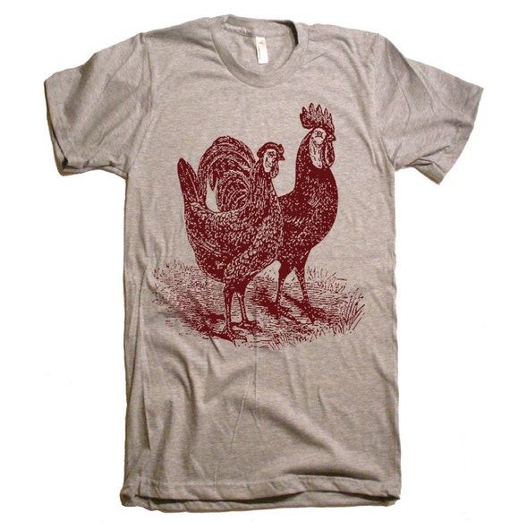 Mens Rooster Chicken Farm Country T Shirt tee - American Apparel Tshirt ...