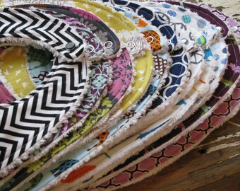 DESIGN YOUR OWN - Set of 3 Chenille Baby Bibs - You Choose Fabrics
