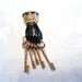 Black Hand Skeleton Key Rhinestone Vintage Brooch