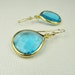 Blue Quartz Earrings-Bezel Set Earrings-Gold Earrings-Faceted Gemstone Earrings-Quartz Briolettes-Drop Earrings-Gemstone Earrings