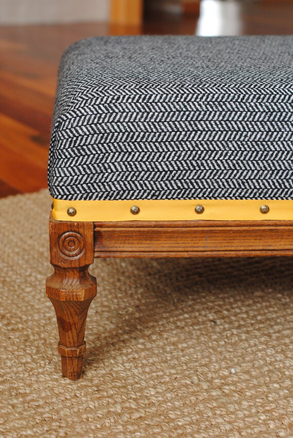 RESERVED Herringbone Upholstered Ottoman by TheRecoveryRoom