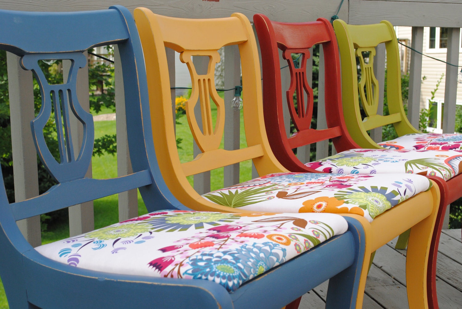 bright colored dining room chairs