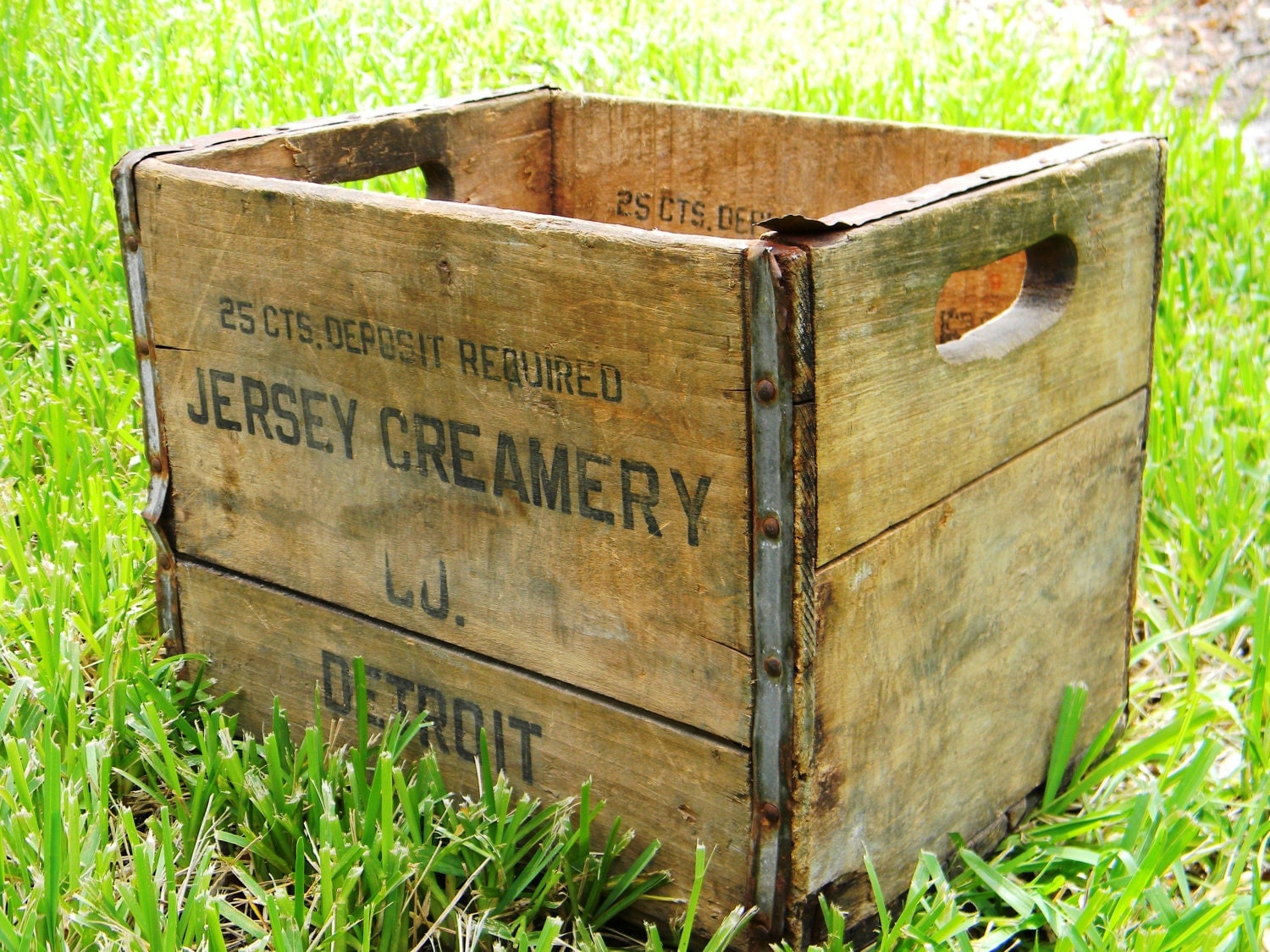 x crates milk Creamery Wood Crate Detroit Milk Co. Jersey