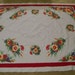 Vintage Tablecloth 1940s Cotton Vibrant Colors Reds Yellows Blues Flowers Clean & Crisp